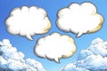 Illustrative Speech Bubbles Floating in a Tranquil Blue Sky, Perfect for Adding Dialogue or Thought, a Cartoon Style with Soft Royalty Free Stock Photo