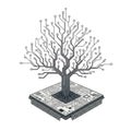 Illustrative tech tree growing from a circuit board Royalty Free Stock Photo
