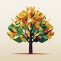 Multifaceted Geometry Inspired Elm Tree Illustration