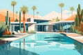 Mid-Century Desert Oasis: Palm Springs in Colorful Abstraction Royalty Free Stock Photo