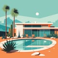 Mid-Century Desert Oasis: Palm Springs in Colorful Abstraction Royalty Free Stock Photo