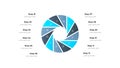 Illustrative twelve step circular infographic with blue and grey segments representing sequential steps in a process. Useful for Royalty Free Stock Photo