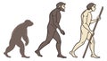 Human evolution stages with a hunter-gatherer, vector design Generative AI Royalty Free Stock Photo
