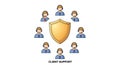 Client Support Team with Golden Shield Protection Royalty Free Stock Photo