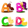Illustrator alphabet animal LETTER - a,b,c,d Royalty Free Stock Photo