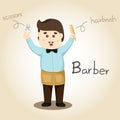 Illustrator of Barber alphabet Profession. Letter B