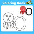 Illustrator of color book with octopus animal
