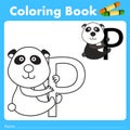 Illustrator of color book with panda animal