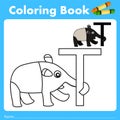 Illustrator of color book with tapir animal