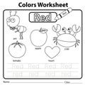 Illustrator of color worksheet red