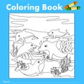 Illustrator of coloring book dolphin underwater Royalty Free Stock Photo