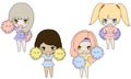 Illustrator of four girls cheerleader