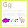 Illustrator of g exercise A-Z cartoon vocabulary