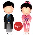 Illustrator of Japan Boy and Girl vector isolated on white background Royalty Free Stock Photo