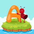 Illustrator of Letter'A is for Ant' Royalty Free Stock Photo