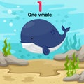 Illustrator of number with one whale Royalty Free Stock Photo