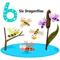 Illustrator of number six dragonfly Royalty Free Stock Photo