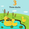 Illustrator of number three with ducks Royalty Free Stock Photo