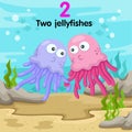 Illustrator of number with two jellyfishes Royalty Free Stock Photo