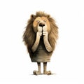 Humorous Lion Illustration By Jon Klassen - Full Body Uhd Image