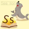 Illustrator of S for Sea lion vocabulary Royalty Free Stock Photo
