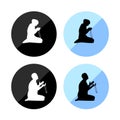 Sign for muslim man and woman prayer icon