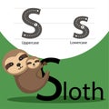 Illustrator of sloth with s font Royalty Free Stock Photo
