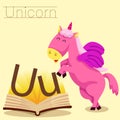 Illustrator of U for Unicorn vocabulary Royalty Free Stock Photo