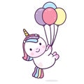 Illustrator of Unicorn vector with balloon Vector Happy birthday party Pastel color