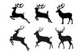 Rein Deers Vector Silhouette Collection Set