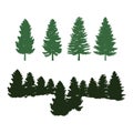 Pine Tree Forest Silhouette Clipart set Royalty Free Stock Photo