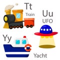 Illustrator for vehicles set 4 with Train, UFO and yacht