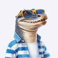 Funny Crocodile Wearing Sunglasses In Hyper-realistic Style