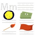 Illustrator of Worksheet for children m font Royalty Free Stock Photo