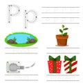 Illustrator of Worksheet for children P font Royalty Free Stock Photo