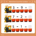 Illustrator of worksheet count the number three
