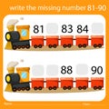 Illustrator of write the missing number 81-90