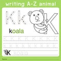 Illustrator of writing a-z animal k Royalty Free Stock Photo