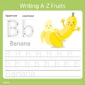 Illustrator of writing a - z fruits b banana