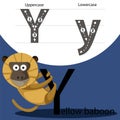 Illustrator of yellow baboon with y font