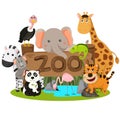 Illustrator of zoo animals Royalty Free Stock Photo