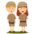 Illustrator of zoo keeper boy and girl Royalty Free Stock Photo