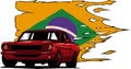 vector illustratyion of muscle car with brazil flag