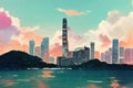 Skyline of Hong Kong, beauftiful city Royalty Free Stock Photo