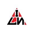 ILN triangle letter logo design with triangle shape. ILN triangle logo design monogram. ILN triangle vector logo template with red Royalty Free Stock Photo