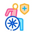 Ilness human on wheelchair icon vector outline illustration