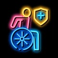 ilness human on wheelchair neon glow icon illustration