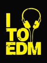 I love to edm isolated on black background. Royalty Free Stock Photo