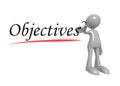 Objectives word with man on white