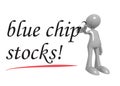 Blue chip stock with man on white